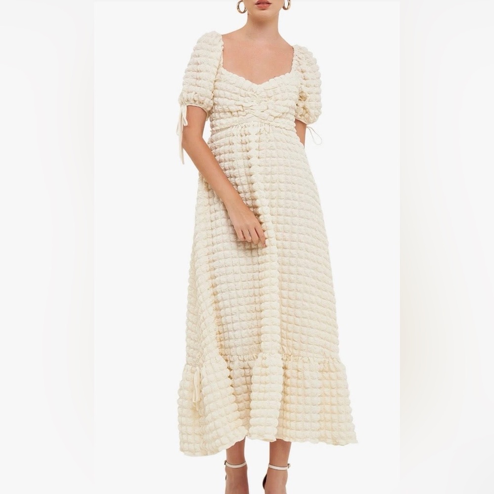 Endless Rose Texture Puff Sleeve Maxi Dress Size XS